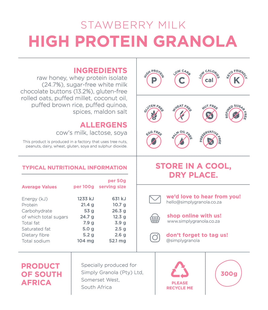 Strawberry Milk High Protein Granola LIMITED EDITION Simply Granola