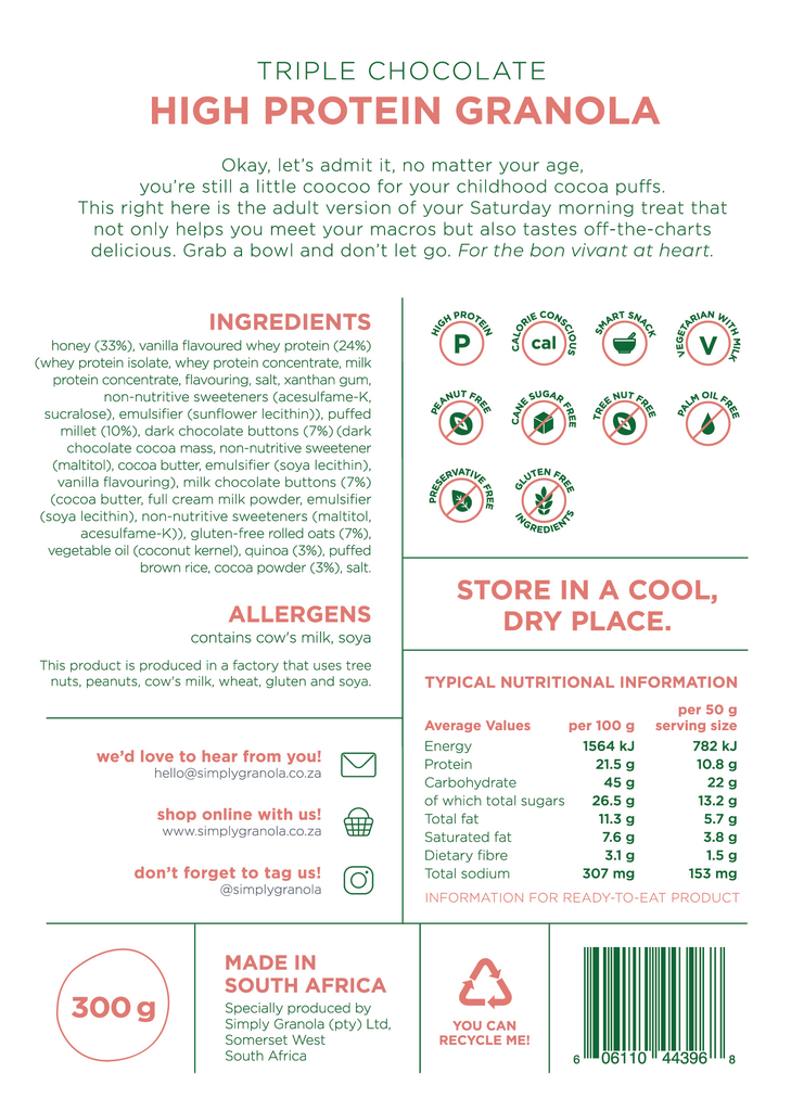 Triple Chocolate High Protein Granola Simply Granola